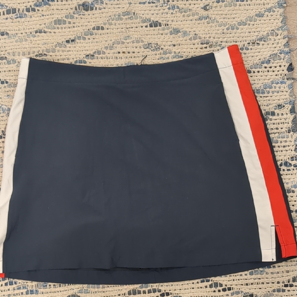 Lady Hagan Golf Skirt Navy Blue with Red and White Stripes